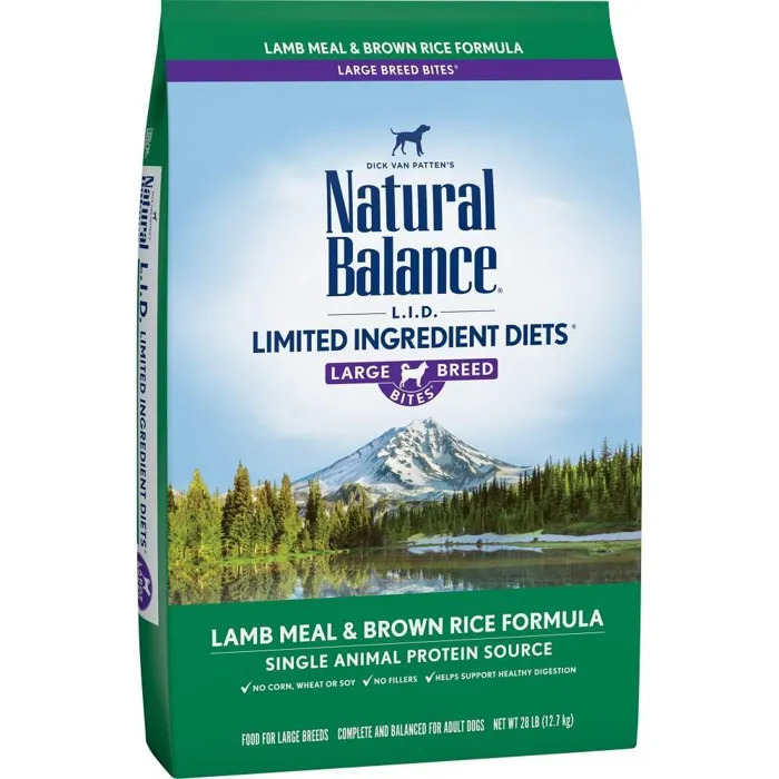 L.I.D. Limited Ingredients Diet Lamb Meal & Brown Rice Large Breed Bites Dry Dog Food 28-Lb