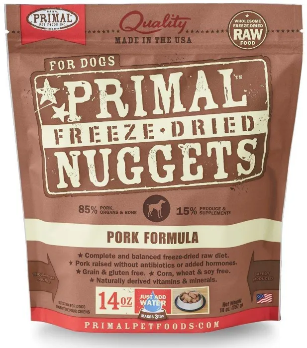 Freeze-Dried Nuggets Grain Free Pork Formula Complete Diet Dog Food 14-Oz