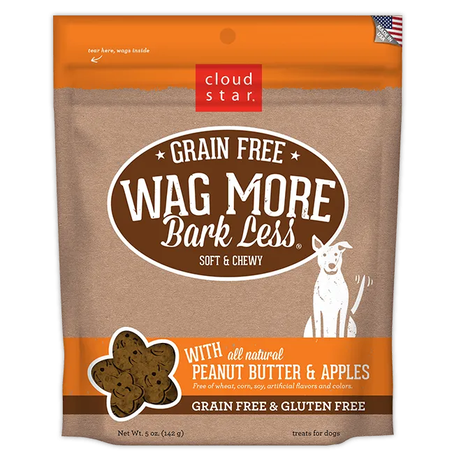 Wag More Bark Less Soft & Chewy Grain Free Peanut Butter & Apples Dog Treats 5-Oz