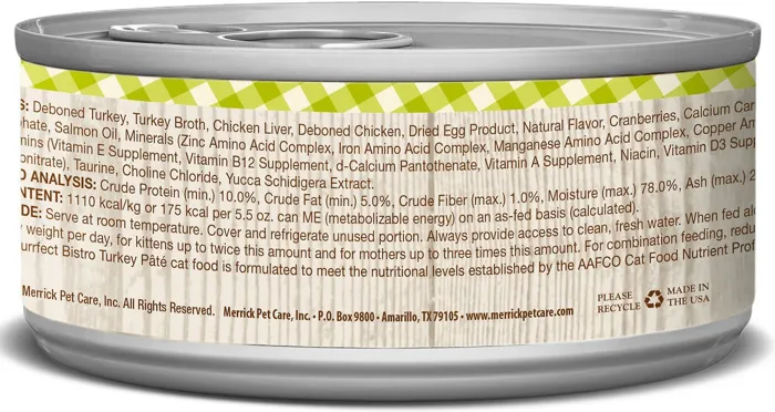 Purrfect Bistro Grain-free Turkey Pate Canned Cat Food 3-oz