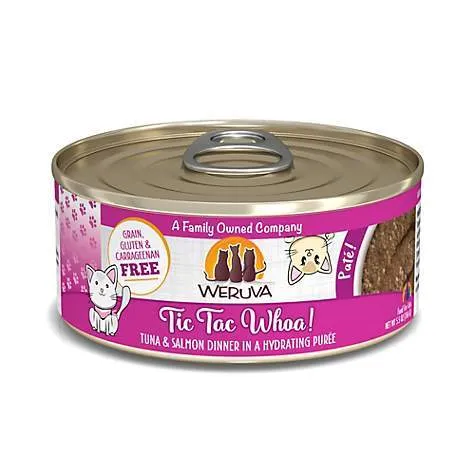 Pate Tic Tac Whoa! Tuna & Salmon Dinner In A Hydrating Puree Canned Cat Food 3-Oz