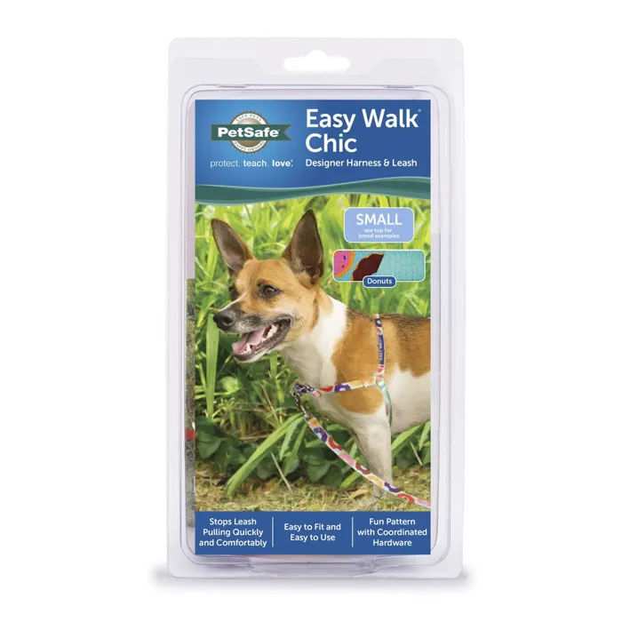 Easy Walk Chic Designer Harness & Leash Sm Donuts