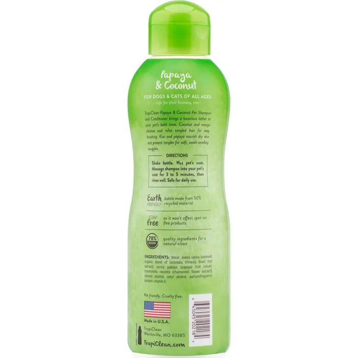 Shampoo & Conditioner Papaya & Coconut Luxury 2-In-1 Cleansing Formula For Dog & Cat 20-Oz
