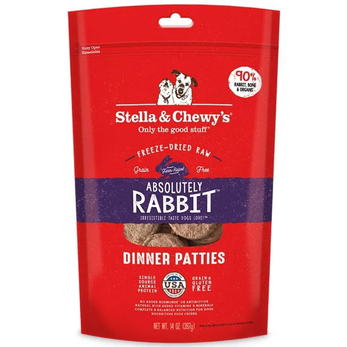 Dinner Patties Absolutely Rabbit Grain Free Freeze Dried Raw Dog Food 5.5-Oz