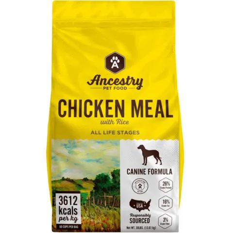 Ancestry Chicken Meal & Rice Grain Inclusive Dry Dog Food 30-Lb
