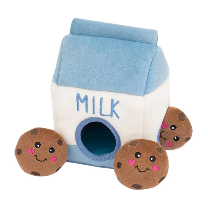 Zippy Burrow Milk & Cookies Puzzle Dog Toy Plush