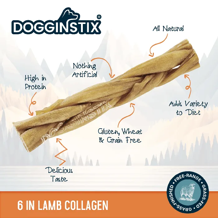 Dogginstix Braided Lamb Collagen 6-inch product details