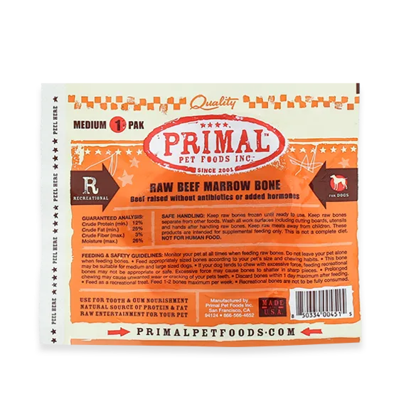 Raw Recreational Beef Marrow Bone (medium Size) M