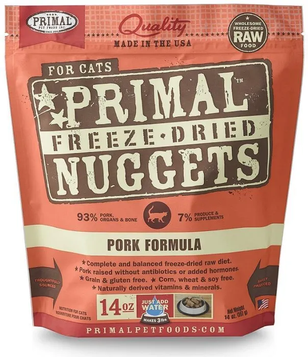 Freeze-Dried Nuggets Grain Free Pork Formula Complete Diet Cat Food 14-Oz