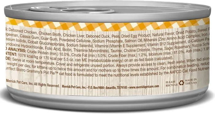 Purrfect Bistro Grain-Free Grammy'S Pot Pie Minced In Gravy Canned Cat Food 3-Oz