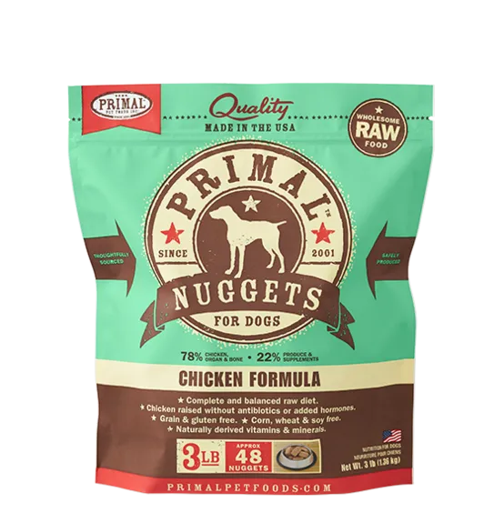Raw Frozen Canine Chicken Formula Nuggets Dog Food 3-Lb
