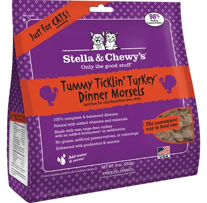 Dinner Morsels Tummy Ticklin' Turkey Grain Free Freeze Dried Raw Cat Food 8-oz