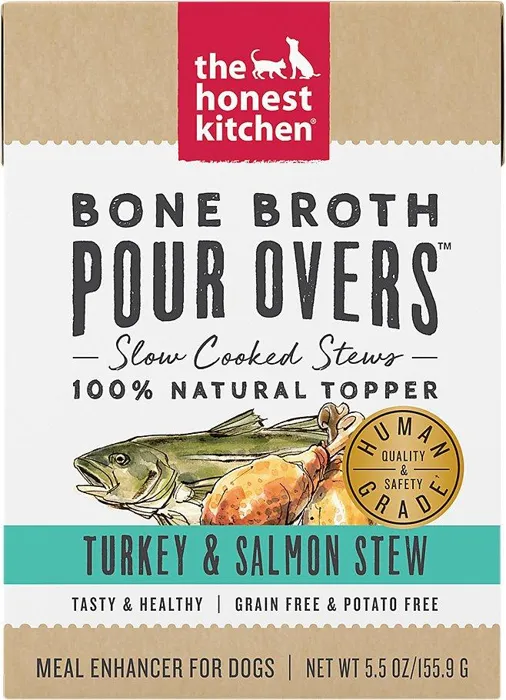 Bone Broth Pour Overs Turkey & Salmon Stew Wet Dog Food Topper 5.5-oz