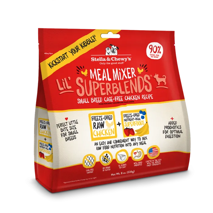 Meal Mixer Lil' Superblends Small Breed Grain Free Chicken Recipe Freeze Dried Raw Dog Food Topper 3.25-Oz