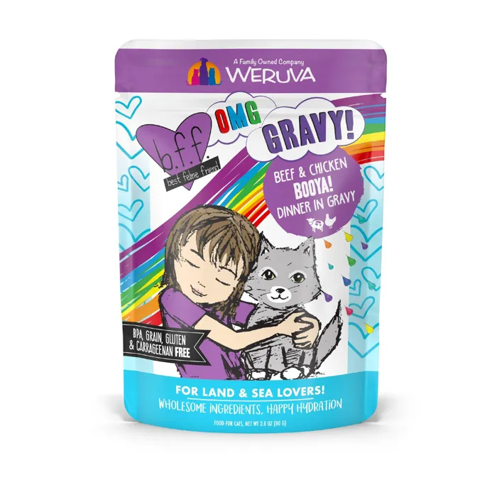 Bff Oh My Gravy Booya Grain Free Beef & Chicken In Gravy Cat Food Pouch 2.8-oz