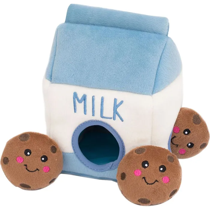 Zippy Burrow Milk & Cookies Puzzle Dog Toy Plush
