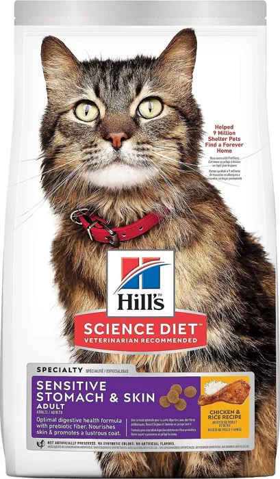 Adult Sensitive Stomach & Skin Chicken & Rice Recipe Dry Cat Food 7-Lb