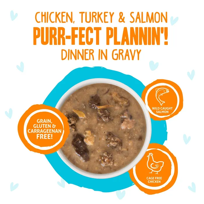 Bff Oh My Gravy Purr-fect Plannin Grain Free Chicken, Tuna & Salmon In Gravy Wet Cat Food Pouch 2.8-oz