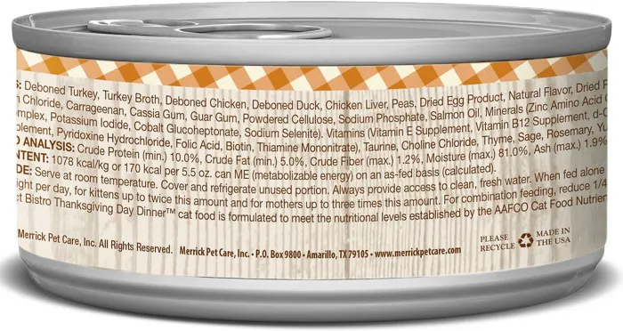 Purrfect Bistro Grain-Free Thanksgiving Day Dinner Minced In Gravy Canned Cat Food 3-Oz