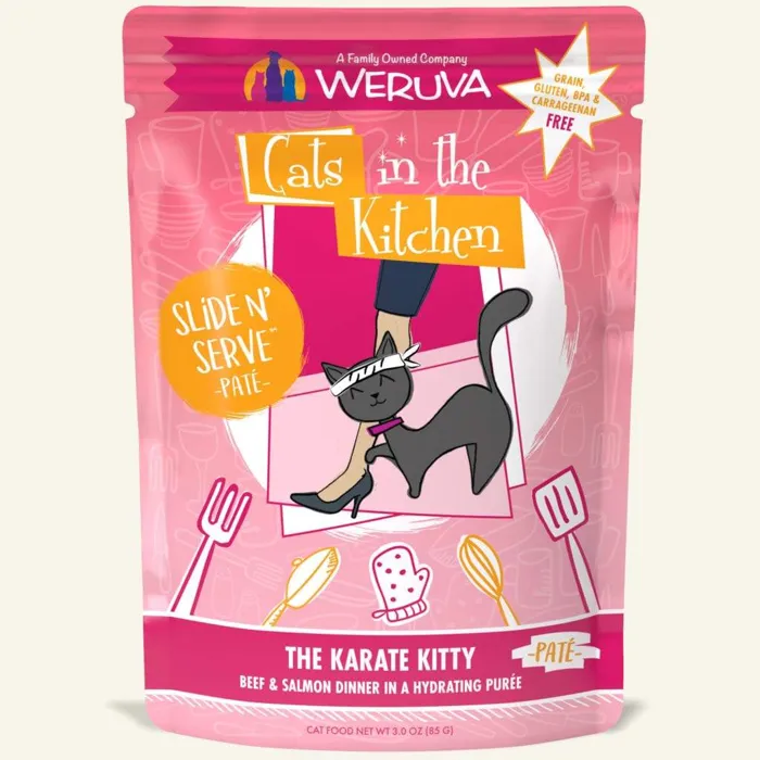 Karate Kitty Bf & Slmn Slide'n Serve Pouch 3-oz