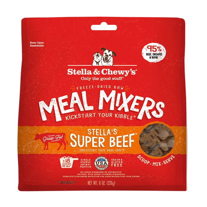 Meal Mixers Freeze Dried Raw Stella'S Super Beef Grain Free Dog Food Topper 8-Oz