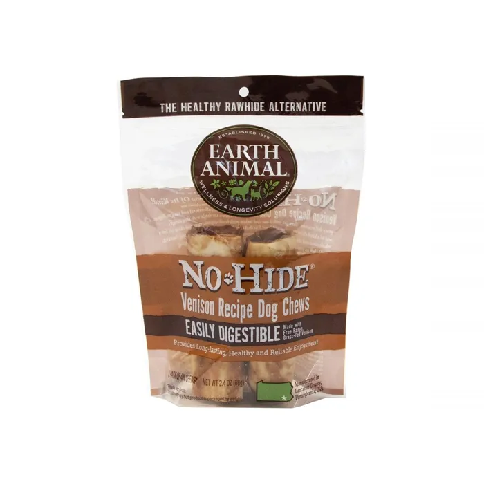 No-Hide Easily Digestible Rawhide Alternative Venison Flavor Dog Chews Small - 10-Pack