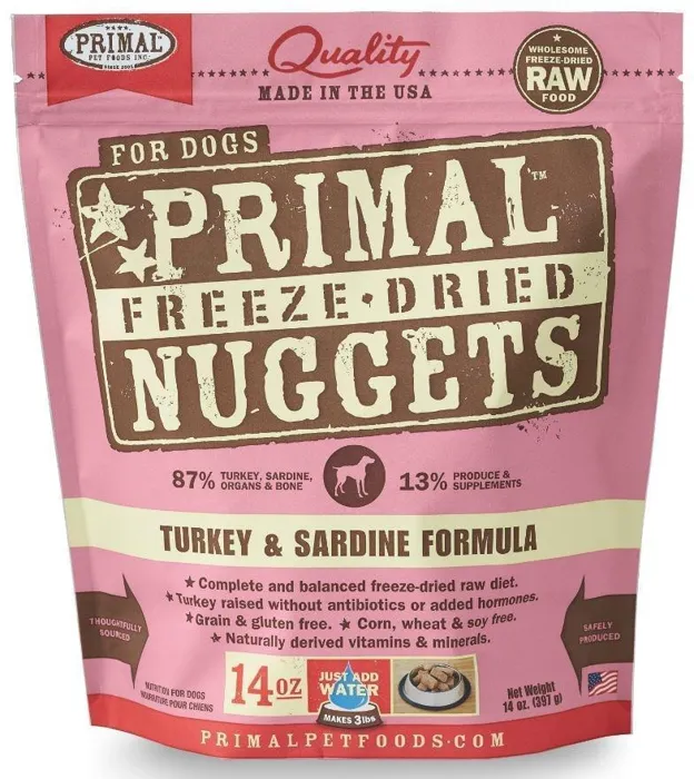 Freeze Dried Nuggets Grain Free Turkey & Sardine Formula Dog Food 14-Oz