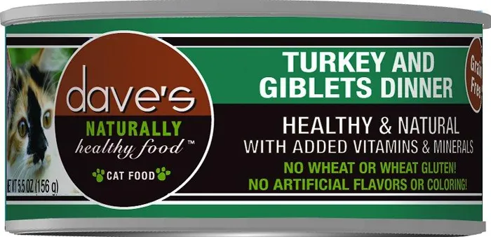 Dave's Naturally Healthy Grain Free Turkey & Giblets Dinner Canned Cat Food 5.5-oz