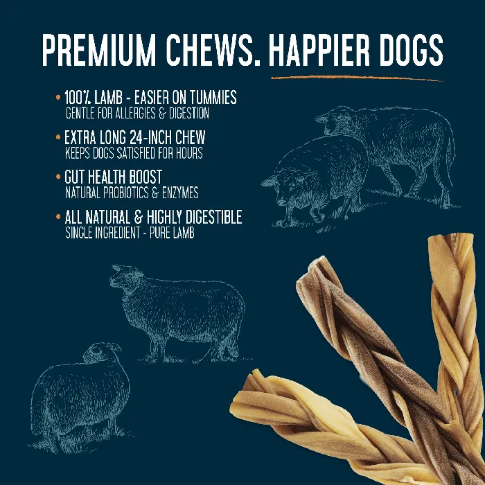 Dogginstix Braided Lamb Collagen 24-inch product benefits