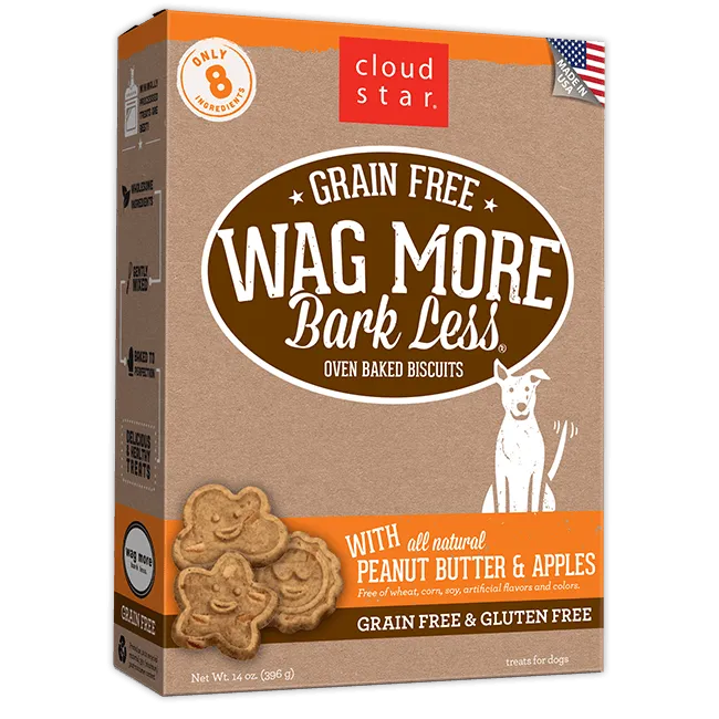 Wag More Bark Less Oven Baked Grain Free Peanut Butter & Apples Dog Treats 14-Oz
