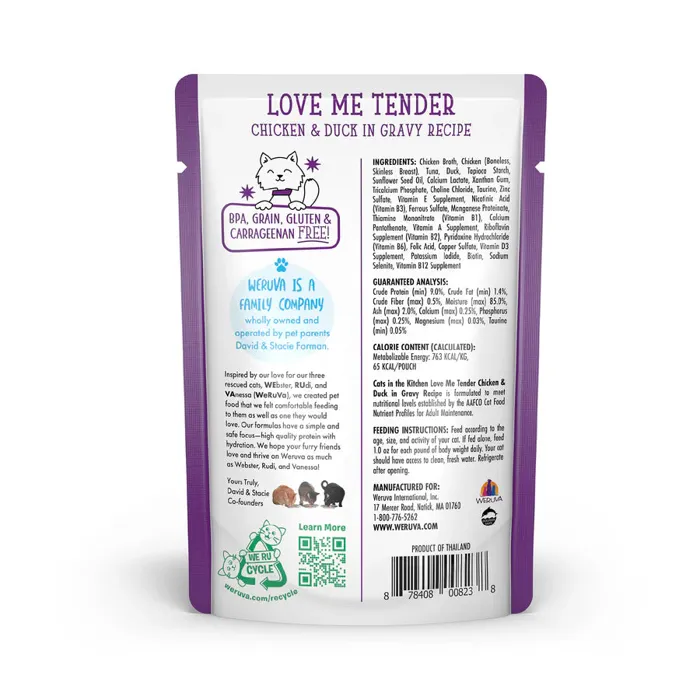Cats In The Kitchen Love Me Tender Pouches Wet Cat Food 3-oz