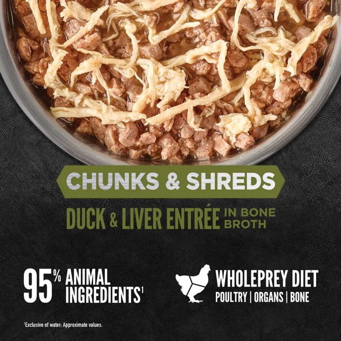 Orijen Cat Chunks Shreds Duck Liver Can 5.5oz 12/cs