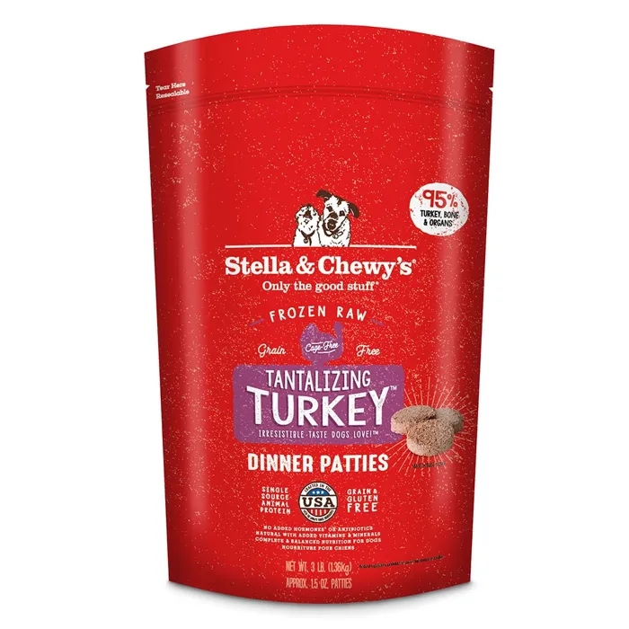 Dinner Patties Turkey Frozen Raw Dog Food 3-lb