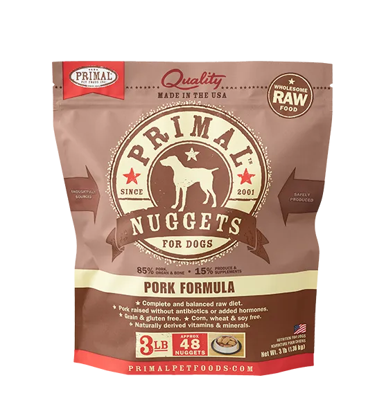 Raw Frozen Canine Pork Formula Nuggets Dog Food 6-Lb