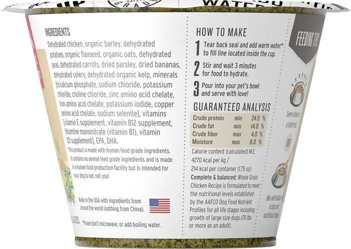 Whole Grain Chicken Recipe Dehydrated Dog Food Cups 1.75-Oz
