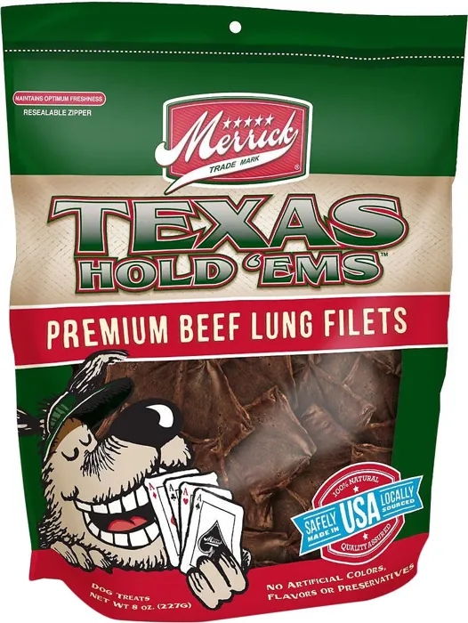 Texas Hold'ems Premium Beef Lung Filets Dog Treats 8-oz