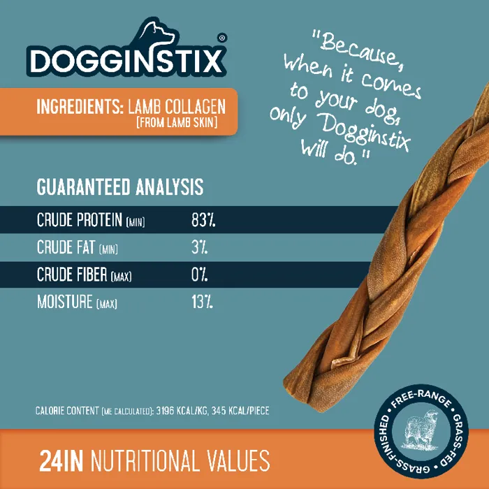 Dogginstix Braided Lamb Collagen 24-inch nutritional values