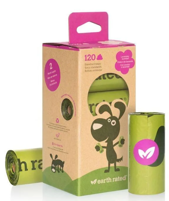 Lavender-Scented Dog Waste Bags, 8 Refill Rolls 120-Count Poop Bags, 120-Count Box