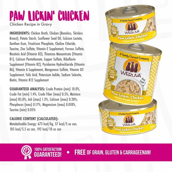 Grain Free Paw Lickin' Chicken Canned Cat Food 3-Oz