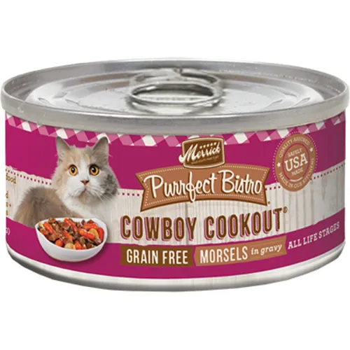 Purrfect Bistro Grain-free Cowboy Cookout Morsels In Gravy Canned Cat Food 3-oz