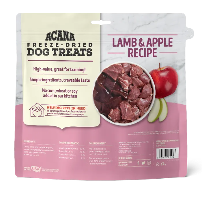 Singles Limited Ingredient Freeze-dried Dog Treats, Lamb & Apple, Biologically Appropriate & Grain Free 3.25-oz