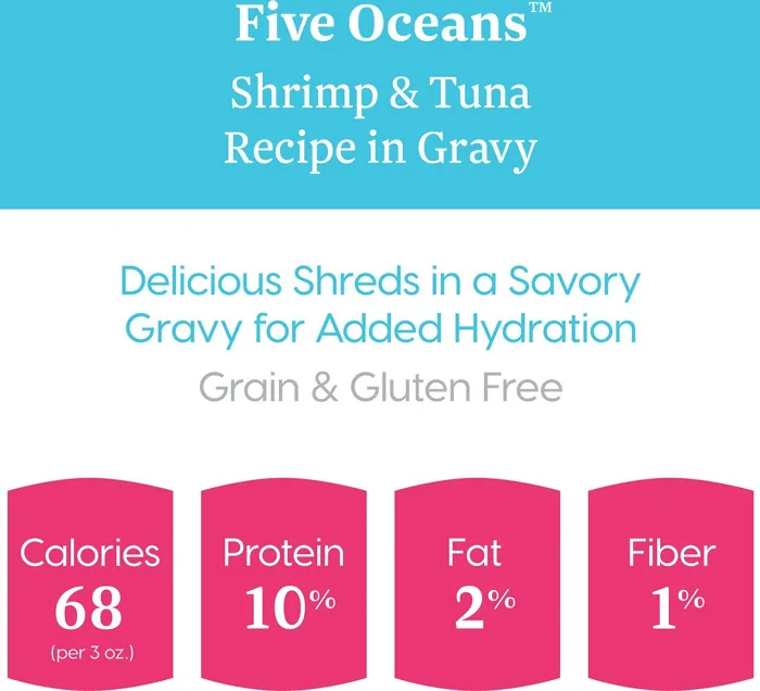 Five Oceans Shrimp & Tuna Recipe In Gravy Grain-free Canned Cat Food 6-oz