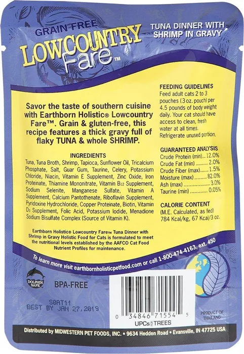 Lowcountry Fare Tuna Dinner With Shrimp In Gravy Grain-Free Cat Food Pouch 3-Oz