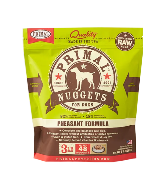 Raw Frozen Canine Pheasant Nuggets Dog Food 6-lb