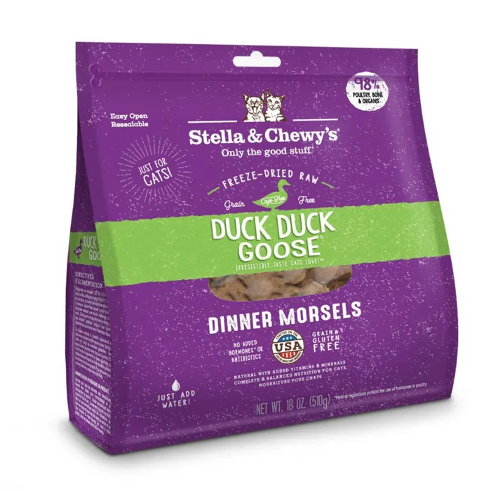 Dinner Morsels Duck Goose Grain Free Freeze Dried Raw Cat Food 18-Oz