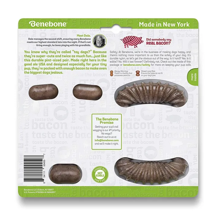 Benebone Tiny Bacon Flavor Dog Chew Toy, 2-ct