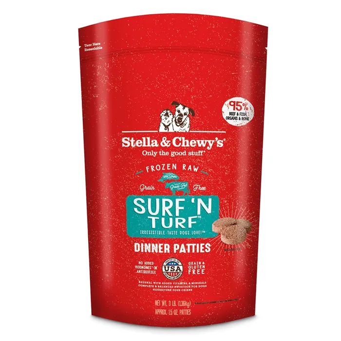 Dinner Patties Surf 'N Turf Frozen Raw Dog Food 3-Lb