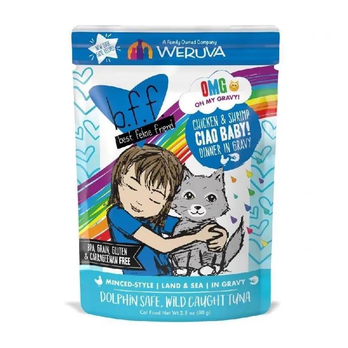 Bff Oh My Gravy Ciao Baby Grain Free Chicken & Shrimp In Gravy Cat Food Pouches 2.8-oz