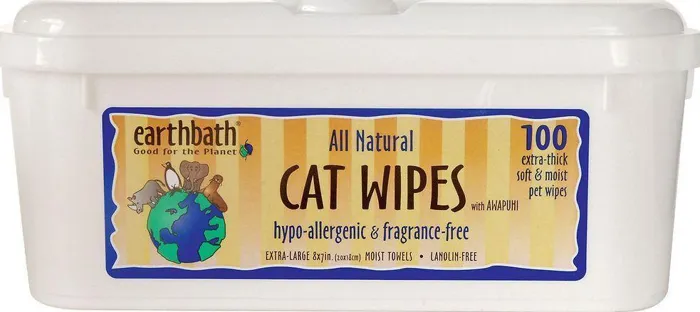 Hypo Allergenic Fragrance Free Grooming Wipes For Cats 100 Count