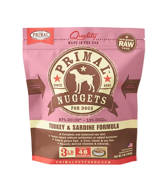 Raw Frozen Canine Turkey & Sardine Formula Nuggets Dog Food 6-Lb